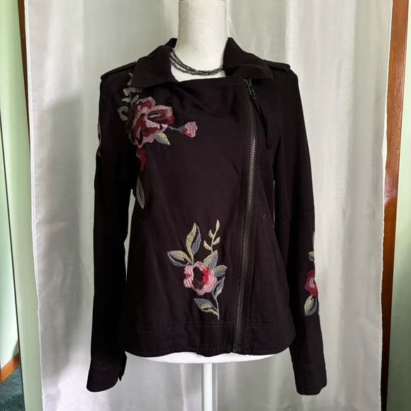 Kensie moto style embroidered jacket black - Picture 9 of 9